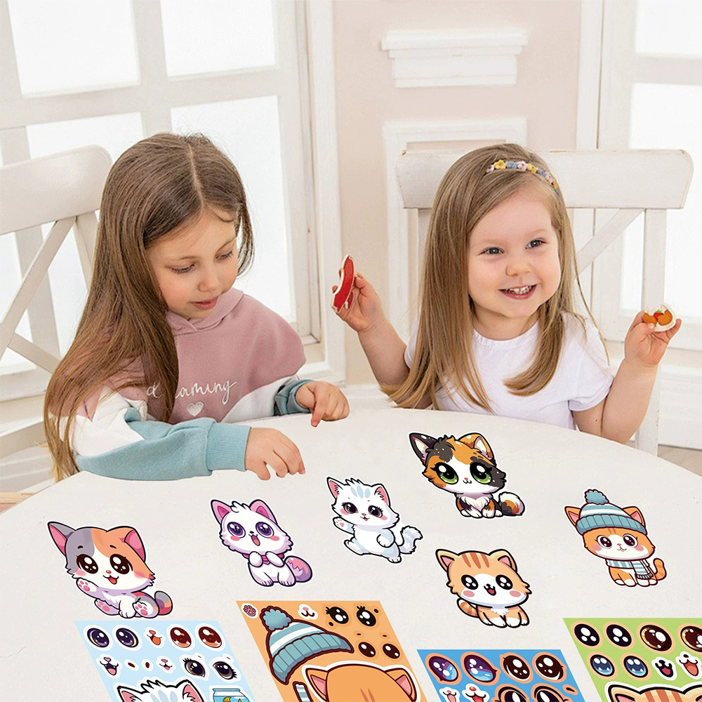 Party Games Instagram - 8/16Sheets Cute Cat Cartoon Make a
