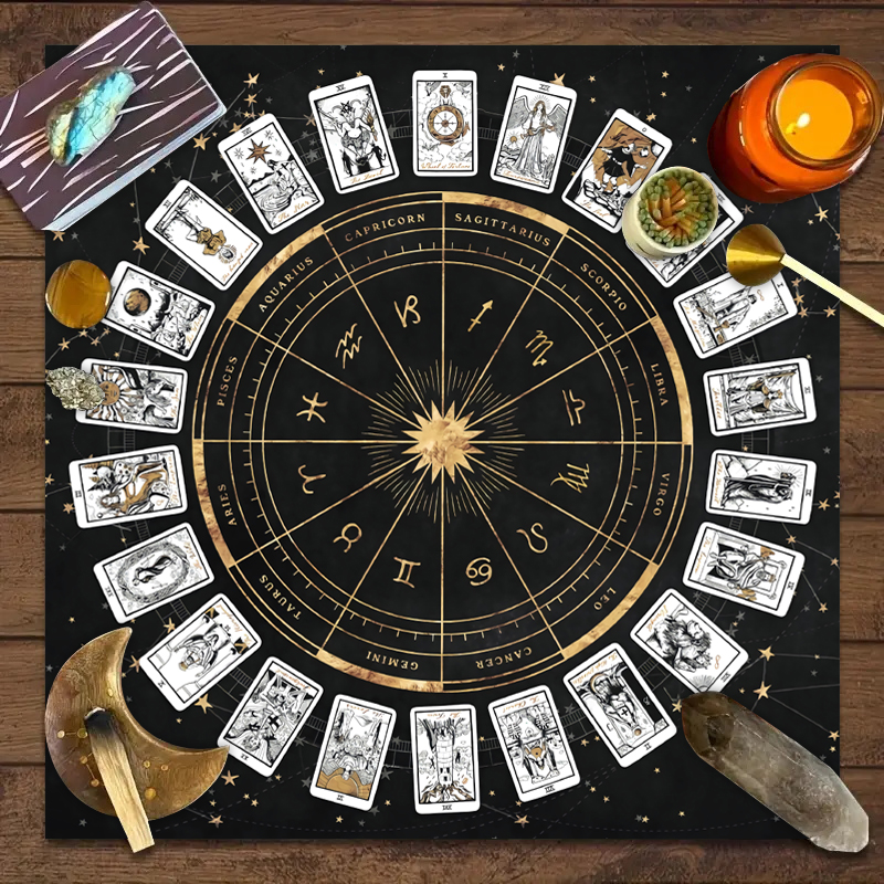 1pc Tarot Card Tablecloth, 12  - Zodiac Party Games reseña y precio