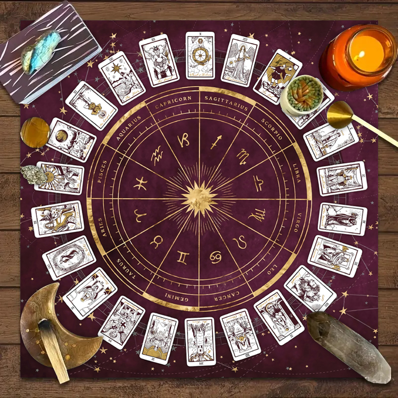 1pc Tarot Card Tablecloth, 12  - Zodiac Party Games reseña y precio