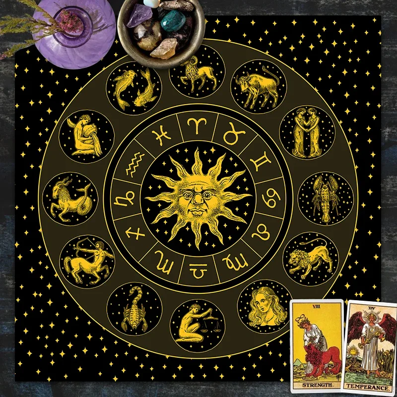 Tarot Cloth Gold Sun Zodiac Ve - Zodiac Party Games reseña y precio