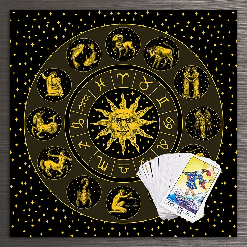 Tarot Cloth Gold Sun Zodiac Ve - Zodiac Party Games reseña y precio