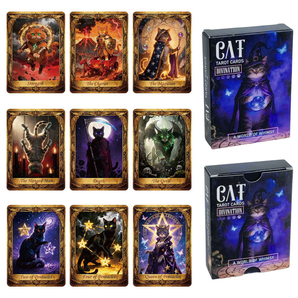 50PCS/Set Cute Cat Tarot Cards - Party Games Good reseña y precio