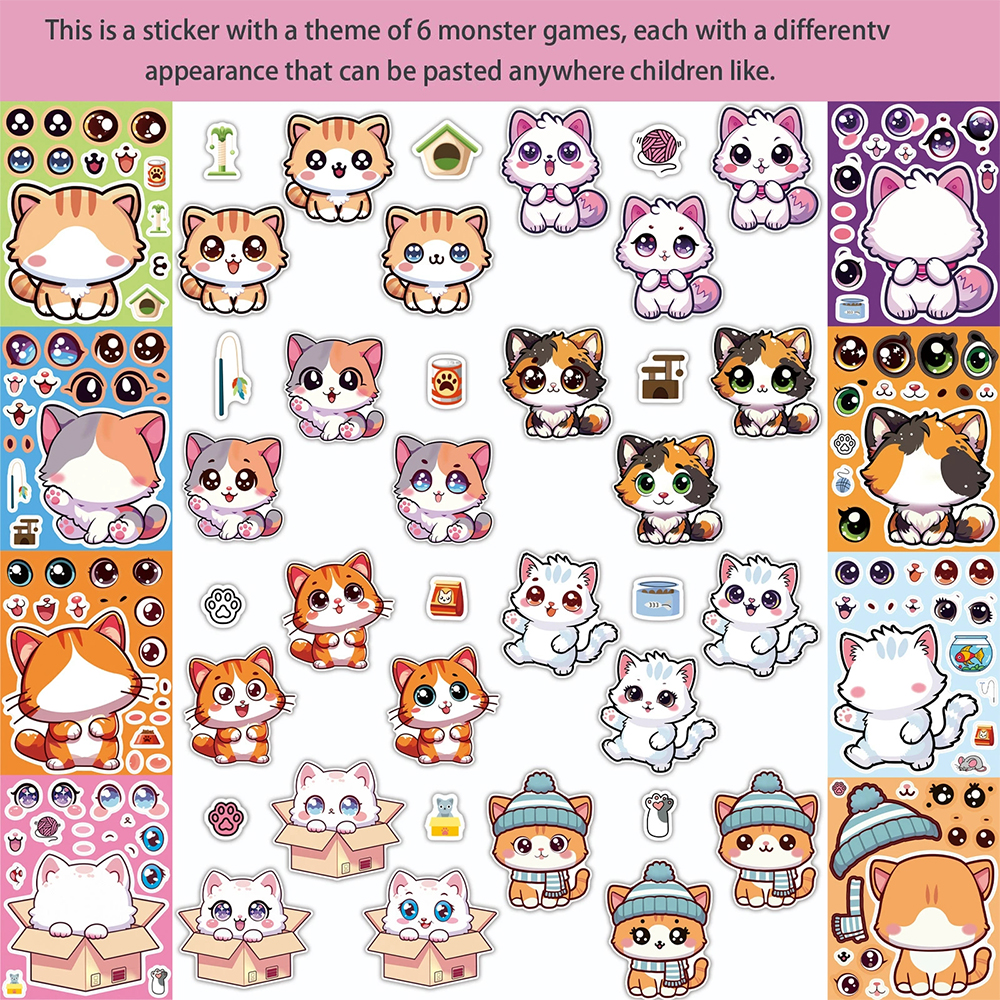 8/16Sheets Cute Cat Cartoon Ma - Party Games Instagram reseña y precio
