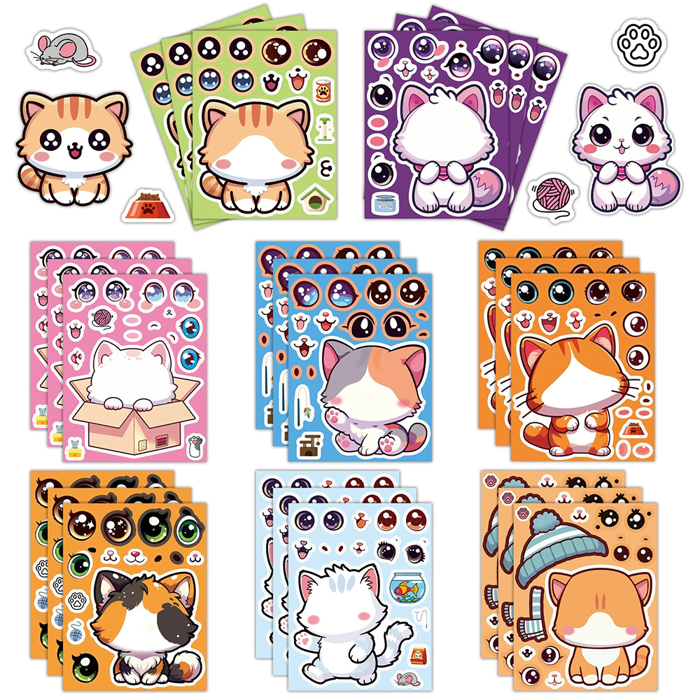 8/16Sheets Cute Cat Cartoon Ma - Party Games Instagram reseña y precio