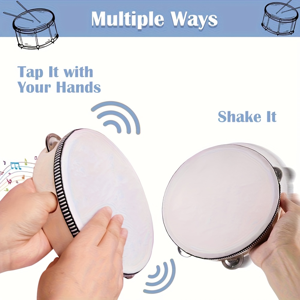 1/3pcs Wooden Tambourine 6/8/1 - Party Games Engagement reseña y precio