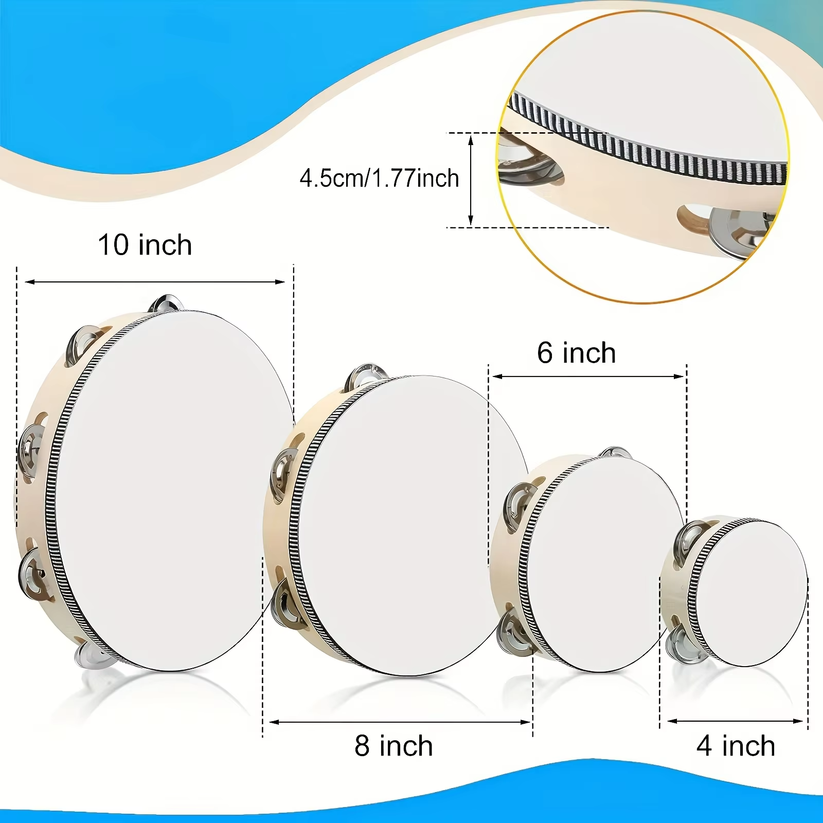 4/ 6inch Hand Tambourine, Meta - Party Games Engagement reseña y precio