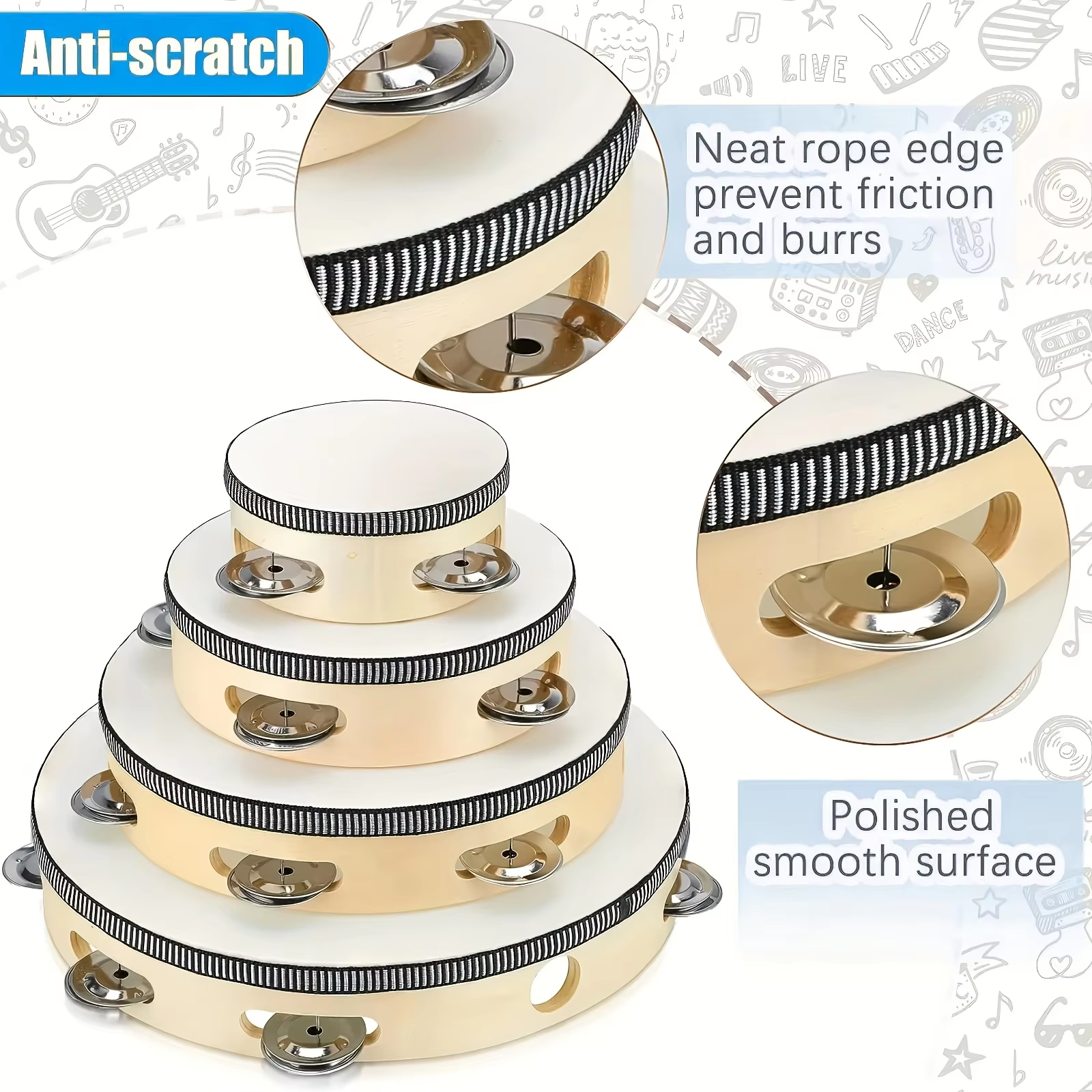 4/ 6inch Hand Tambourine, Meta - Party Games Engagement reseña y precio