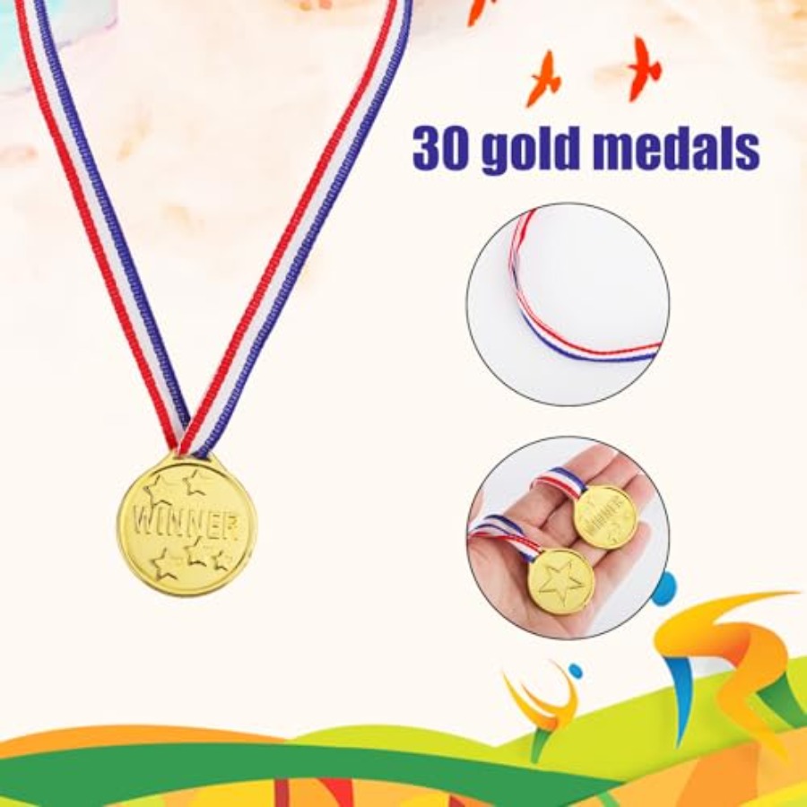 30 Pcs Gold Medals for,Gold Pl - Party Games Competition reseña y precio